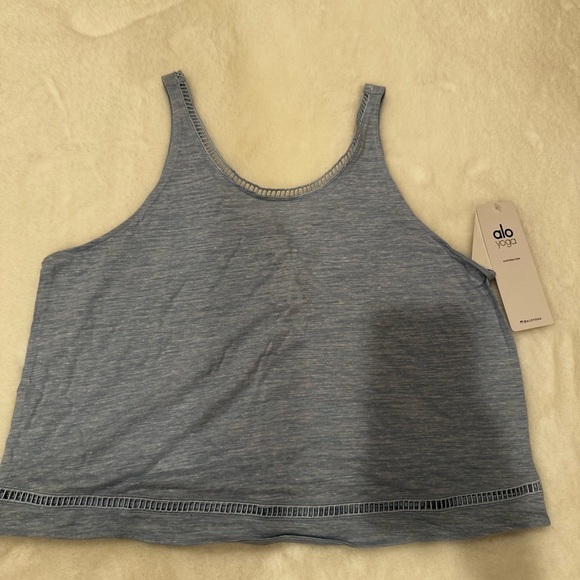 ALO Yoga Heather Blue Crop Tank - Picture 2 of 9